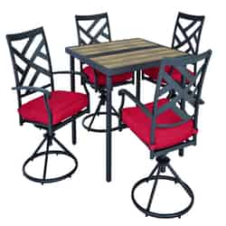 Living Accents New Castle 5 pc Black Steel Dining Set Red
