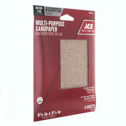 Ace 5.5 in. L X 4.5 in. W Assorted Grit Aluminum Oxide Sanding Sheet 6 pk