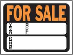 Hy-Ko Hy-Glo English Black For Sale Sign 8.5 in. H x 12 in. W