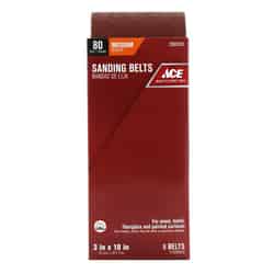 Ace 18 in. L x 3 in. W Aluminum Oxide Sanding Belt 80 Grit Medium 5 pk