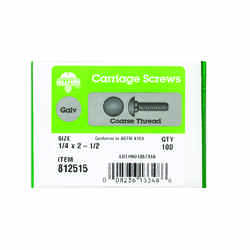 HILLMAN 1/4 Dia. x 2-1/2 in. L Hot Dipped Galvanized Steel Carriage Bolt 100 pk