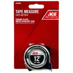 Ace 12 ft. L x 0.75 in. W Tape Measure Chrome 1 pk