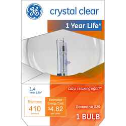 GE Lighting 40 watts G25 Incandescent Bulb 410 lumens White Globe 1 pk
