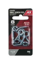 Ace 1/8 in. Dia. x 1-3/16 in. L Zinc-Plated Steel Screw Eye 25 lb. 8 pk