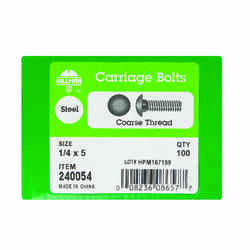 HILLMAN 1/4 Dia. x 5 in. L Zinc-Plated Steel Carriage Bolt 100 pk