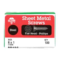 HILLMAN 8 x 1 in. L Phillips Flat Head Zinc-Plated Sheet Metal Screws 100 per box Steel