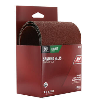 Ace 24 in. L x 4 in. W Aluminum Oxide 50 Grit Sanding Belt Coarse 2 pk