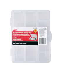 Ace 8 in. L x 6 in. W x 1-3/4 in. H Tool Storage Bin Plastic 10 compartment Clear