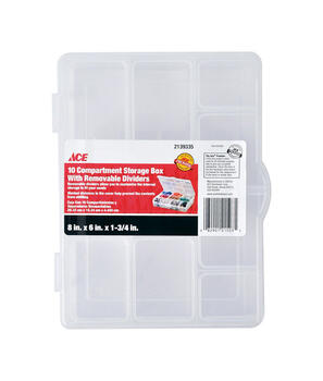 Ace 8 in. L x 6 in. W x 1-3/4 in. H Tool Storage Bin Plastic 10 compartment Clear