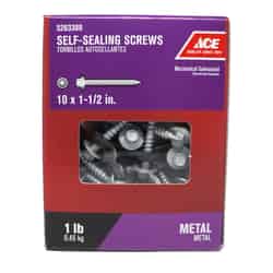 Ace 1-1/2 in. L x 10 Sizes Hex Head Steel Self-Sealing Screws 1 lb. Galvanized Hex