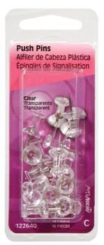 HILLMAN Clear Push Pins 16 pk