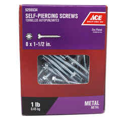 Ace 1-1/2 in. L x 8 Sizes Hex Washer Head Zinc-Plated Steel Self-Piercing Screws Hex/Slotted 1