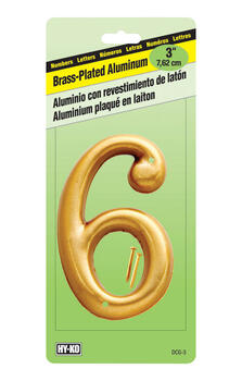 Hy-Ko Brass Plated 6 Number Nail-On Aluminum 3 in.