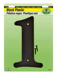 Hy-Ko 6 in. Black Plastic Screw-On Number 1 1 pc.