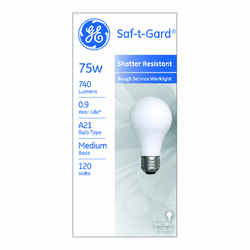 GE Lighting Saf-T-Gard 75 watts A21 Incandescent Bulb 740 lumens White A-Line 1 pk
