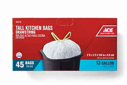 Ace 13 gal. Tall Kitchen Bags Drawstring 45 pk