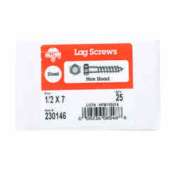 HILLMAN 7 in. L x 1/2 in. Hex Steel Lag Screw 25 pk