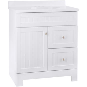 Continental Cabinets Edgewater Single White Vanity Combo 33-1/2 in. H x 30 in. W x 18 in. D