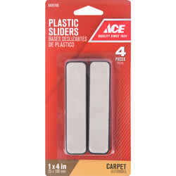 Ace Plastic Self Adhesive Slide Glide Brown Rectangle 1 in. W x 4 in. L 4 pk