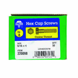 HILLMAN 5/16 in. Dia. x 4 in. L Heat Treated Yellow Dichromate Hex Head Cap Screw 50 box