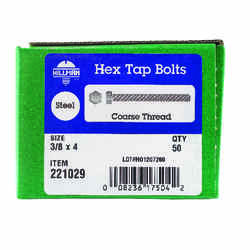 HILLMAN 3/8 in. Dia. x 4 in. L Zinc Plated Steel Hex Tap Bolt 50 box