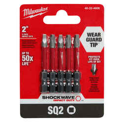 Milwaukee SHOCKWAVE #2 x 2 in. L Impact Duty Screwdriver Bit 1/4 in. Hex Shank Steel Square