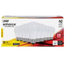 Feit Electric enhance A19 E26 (Medium) LED Bulb Bright White 60 Watt Equivalence 10 pk