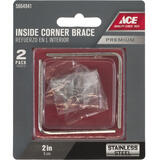 Ace 2 in. H x 3.75 in. W x 2 in. D Stainless Steel Corner Brace Inside