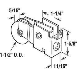 Prime-Line 1-1/2 in. D X 5/16 in. L Plastic/Steel Roller Assembly 1 pk