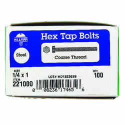 HILLMAN 1/4 in. Dia. x 1 in. L Zinc Plated Steel Hex Tap Bolt 100 box