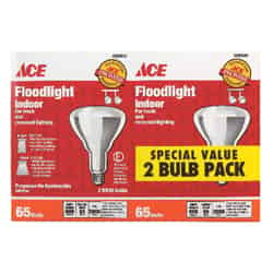 Ace 65 watts BR30 Incandescent Light Bulb Soft White Floodlight 2 pk 650 lumens