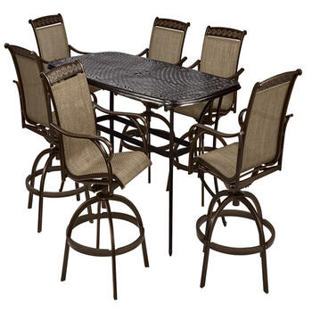 Living Accents Carlisle 7 pc Brown Aluminum Dining Set