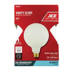 Ace 60 watts G40 Incandescent Light Bulb 680 lumens White (Frosted) 1 pk Globe