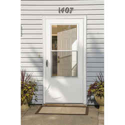 LARSON 81 in. H x 32 in. W Self-Storing Storm Door White Vinyl/Wood Mid-View