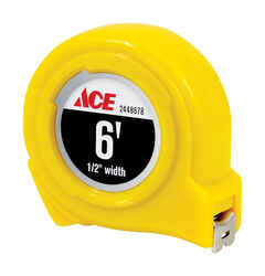 Ace 6 ft. L x 0.5 in. W High Visibility Tape Measure Yellow 1 pk