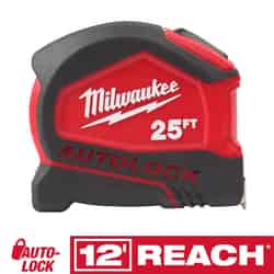 Milwaukee 25 ft. L X 1.88 in. W Compact Auto Lock Tape Measure 1 pk