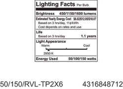 GE Lighting Reveal 50/100/150 watts A21 Incandescent Bulb 450/1,150/1,600 lumens Soft White 1 p