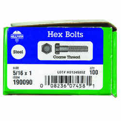 HILLMAN 5/16 in. Dia. x 1 in. L Zinc Plated Steel Hex Bolt 100 box