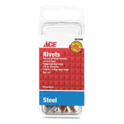Ace 1/8 L Steel Rivets Silver 1/8 25 pk