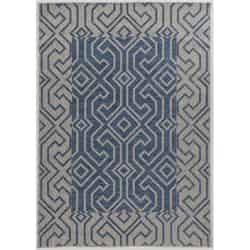 Linon Home Decor 6.5 ft. L x 9.5 ft. W Blue Outdoor Rug