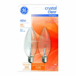 GE Lighting 40 watts B10 Incandescent Bulb 300 lumens White Decorative 2 pk