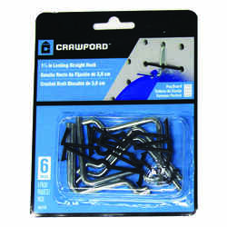 Crawford Black/Silver Steel 1.5 in. Peg Hooks Zinc Plated 6