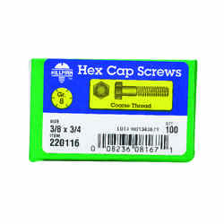 HILLMAN 3/8 in. Dia. x 3/4 in. L Heat Treated Yellow Dichromate Hex Head Cap Screw 100 box