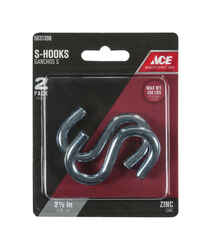 Ace Small Zinc-Plated Silver Steel S-Hook 250 lb. 2 pk 2.5 in. L