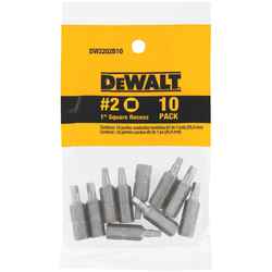 DeWalt Square Recess #2 in. x 1 in. L Screwdriver Bit 1/4 in. Heat-Treated Steel 10 pc.