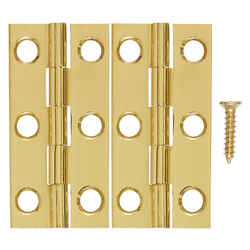 Ace 2 in. W x 1 in. L Polished Brass Brass Narrow Hinge 2 pk