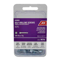 Ace 1/4 Sizes x 1 in. L Hex Hex Washer Head Zinc-Plated Steel Self- Drilling Screws