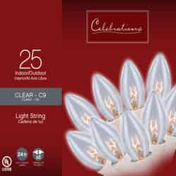 Celebrations Incandescent C9 Clear/Warm White 25 ct String Christmas Lights 24 ft.