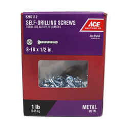 Ace 8-18 Sizes x 1/2 in. L Phillips Zinc-Plated Steel Self- Drilling Screws 1 lb. Pan Head