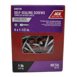 Ace 9 Sizes x 1-1/2 in. L Hex Steel Self-Sealing Screws Hex Washer Head Ceramic 1 lb.